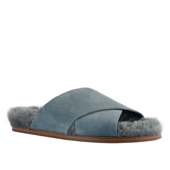 Marc Fisher Ltd Canna Cozy Slide Slip On Mules Gray Suede - Picture 1 of 16